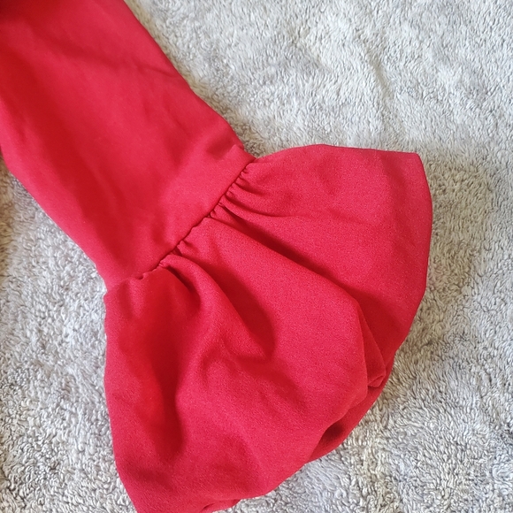SHEIN Red midi dress with puffy sleeves and bow detail Size L - Picture 4 of 6
